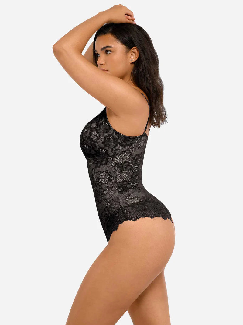 Madella Lace V Neck Full Bodysuit