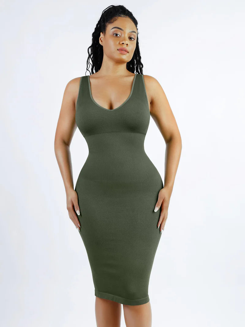 Madella Seamless Eco-Friendly V-Neck Shaping Dress with Removable Pads