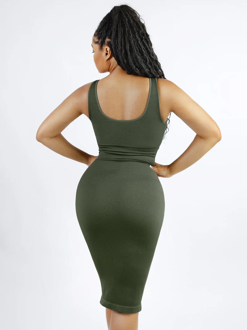 Madella Seamless Eco-Friendly V-Neck Shaping Dress with Removable Pads