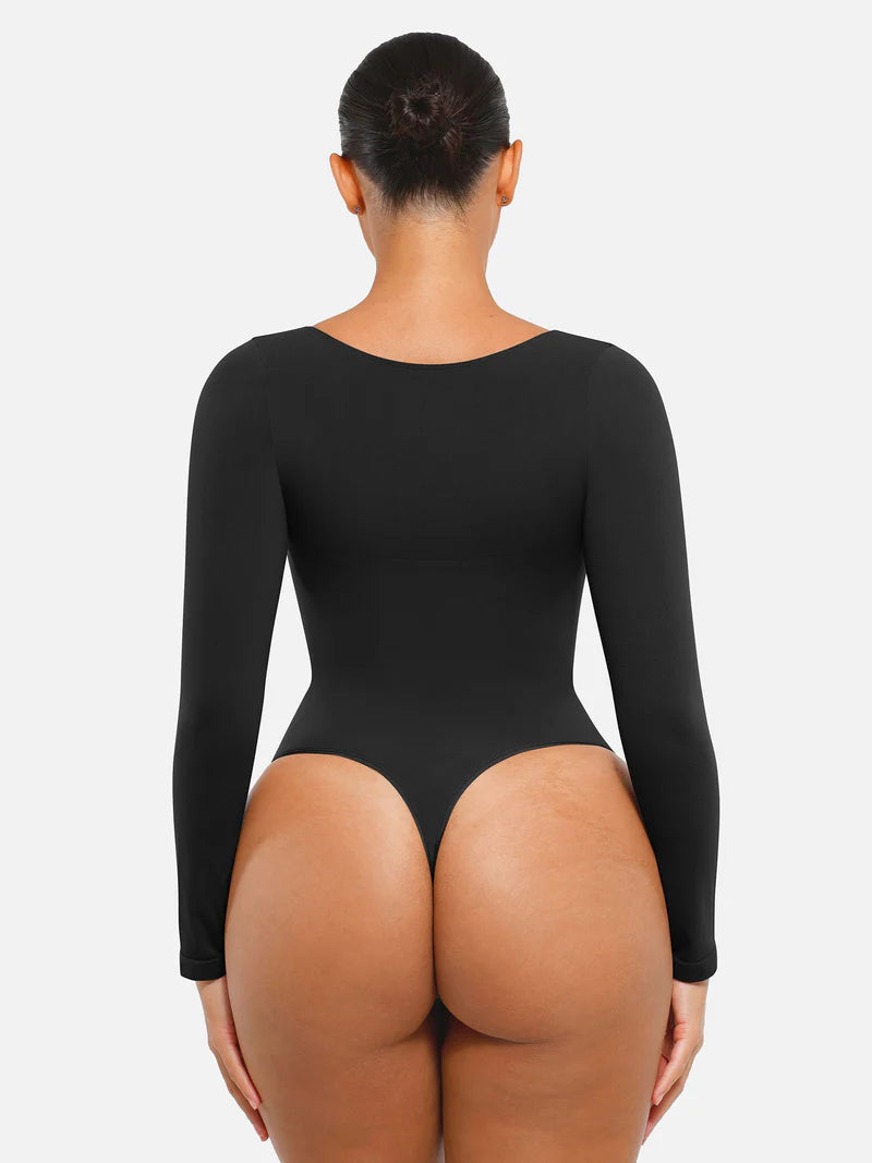 Madella Seamless Long Sleeve Tummy Control Thong Bodysuit