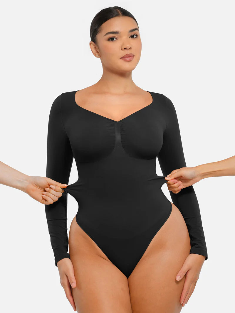 Madella Seamless Long Sleeve Tummy Control Thong Bodysuit