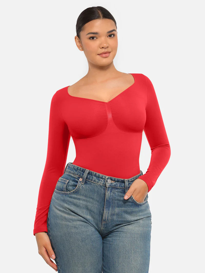 Madella Seamless Long Sleeve Tummy Control Thong Bodysuit