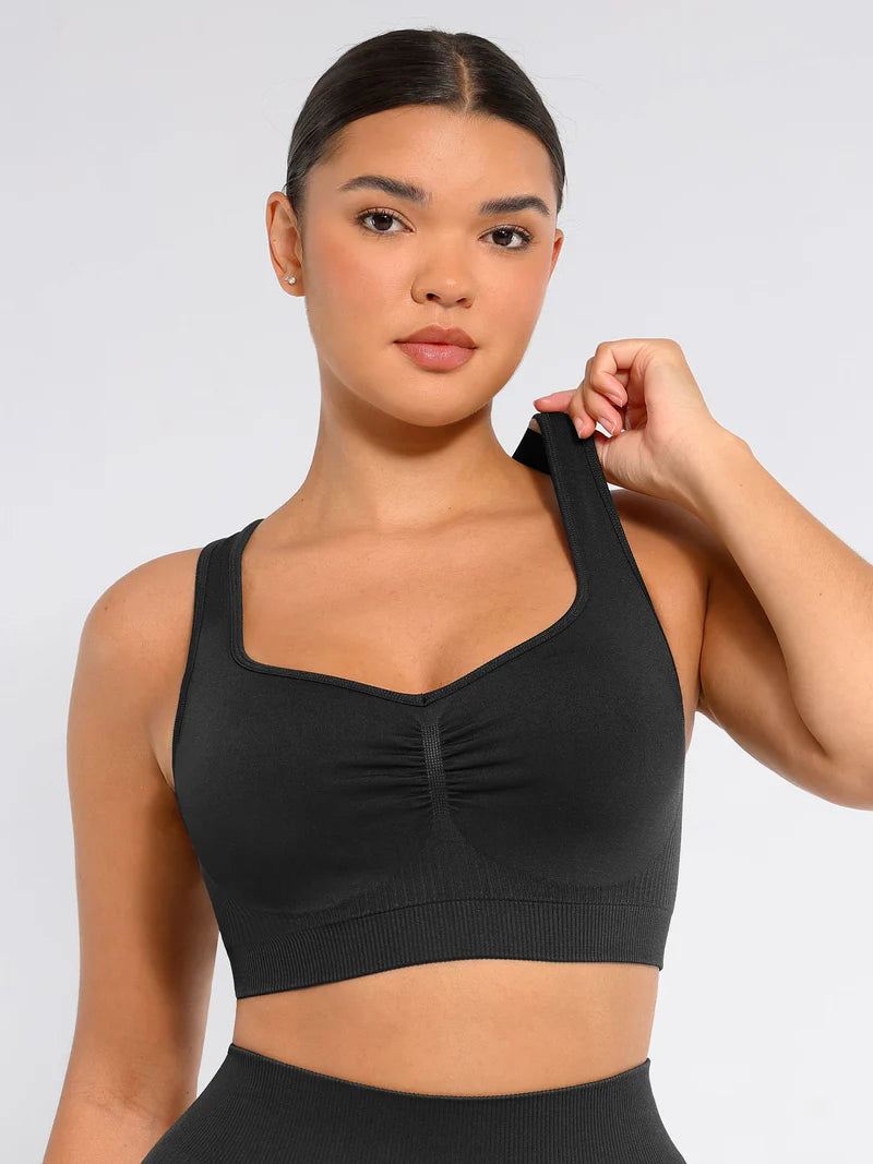 Madella Seamless Racerback Sports Bra with Removable Pads and Support Fit