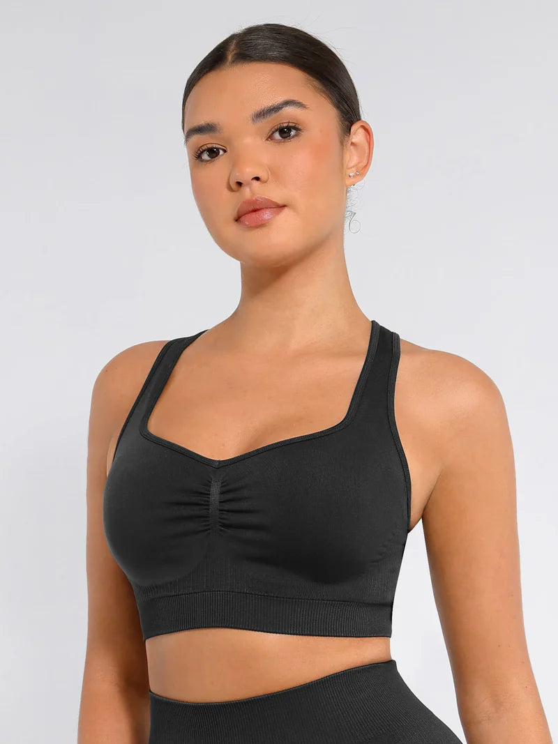 Madella Seamless Racerback Sports Bra with Removable Pads and Support Fit