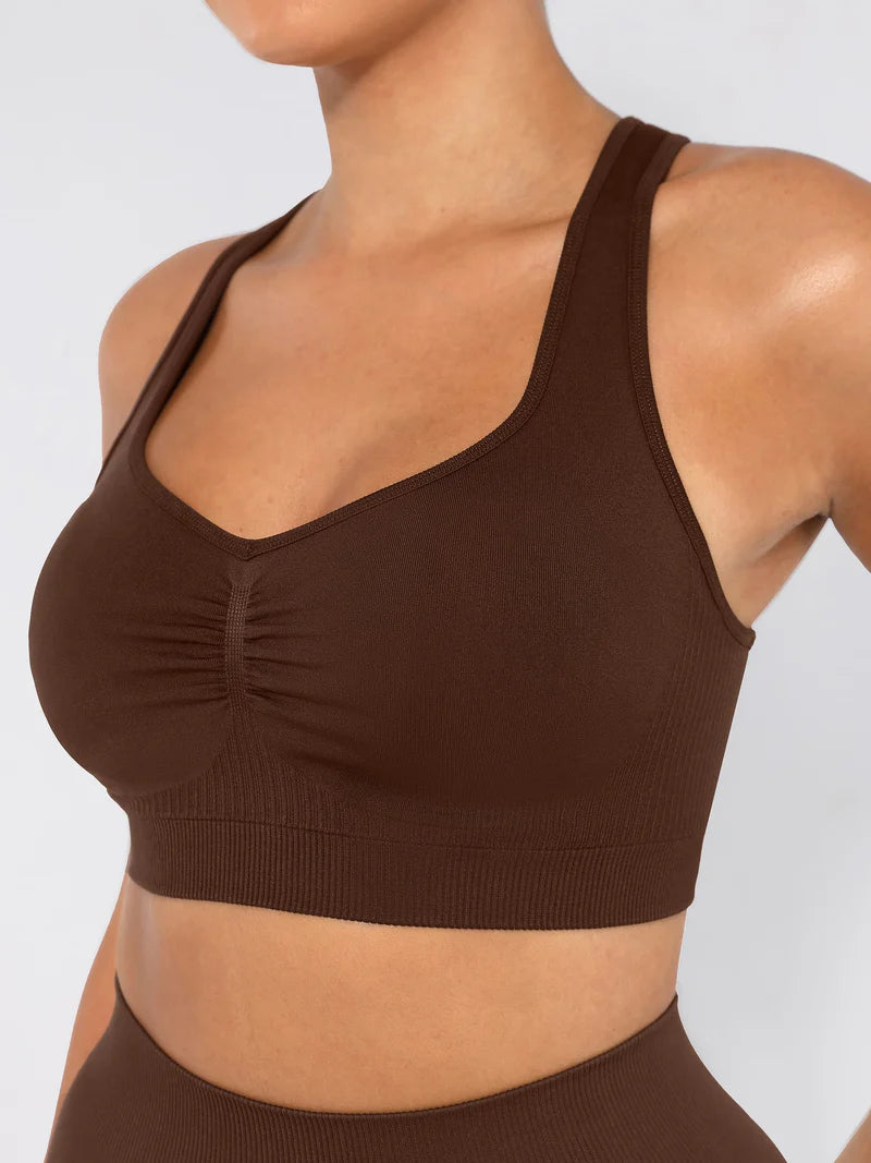 Madella Seamless Racerback Sports Bra with Removable Pads and Support Fit
