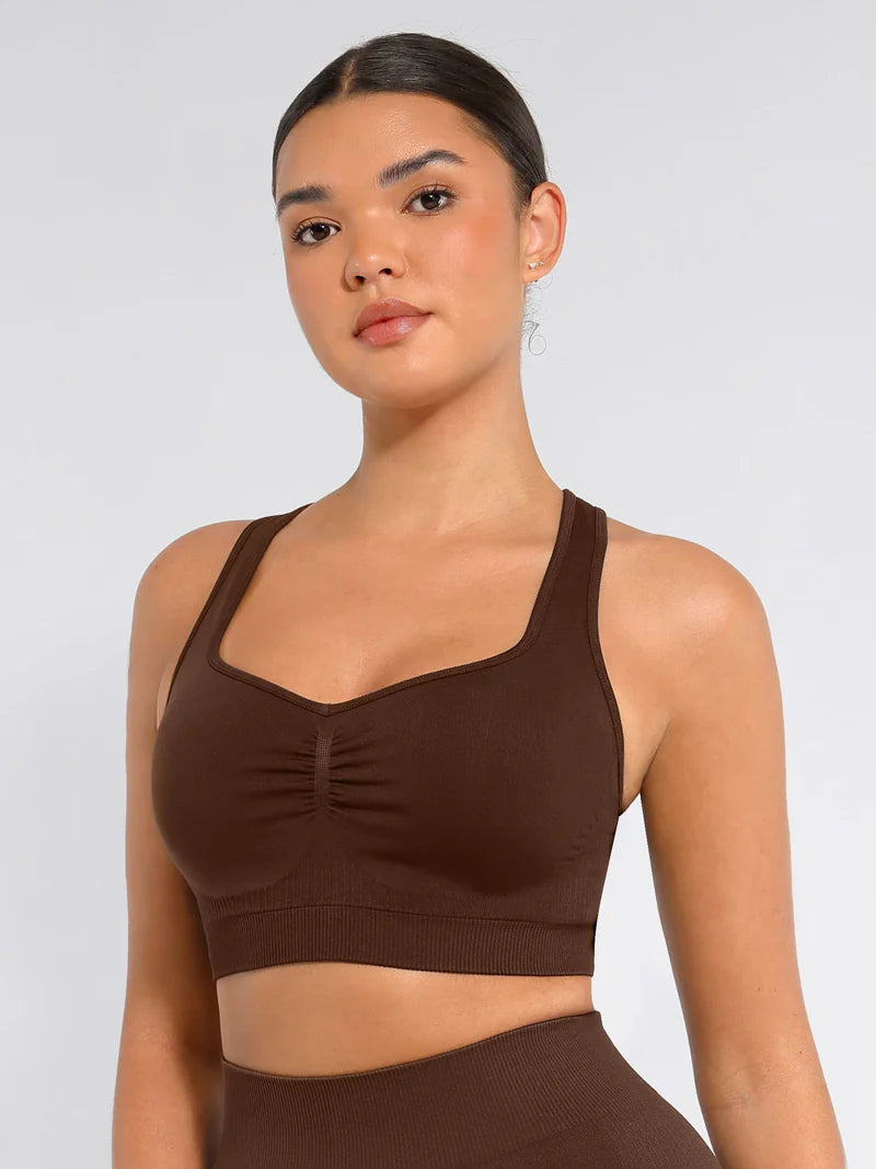 Madella Seamless Racerback Sports Bra with Removable Pads and Support Fit