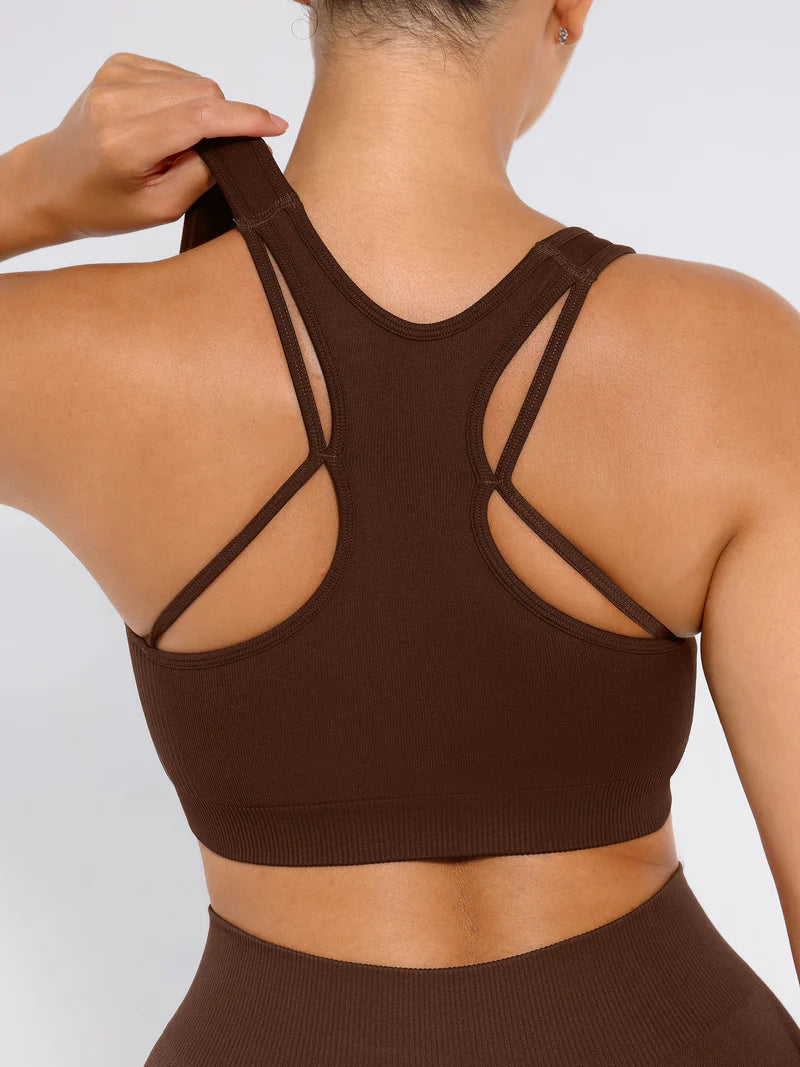 Madella Seamless Racerback Sports Bra with Removable Pads and Support Fit