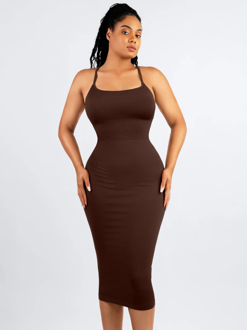Madella Seamless Shaping Slip Dress with Built-In Bra and Adjustable Straps