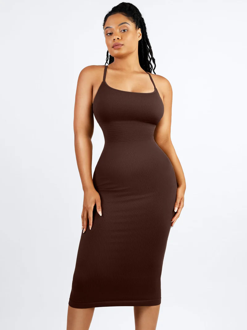 Madella Seamless Shaping Slip Dress with Built-In Bra and Adjustable Straps