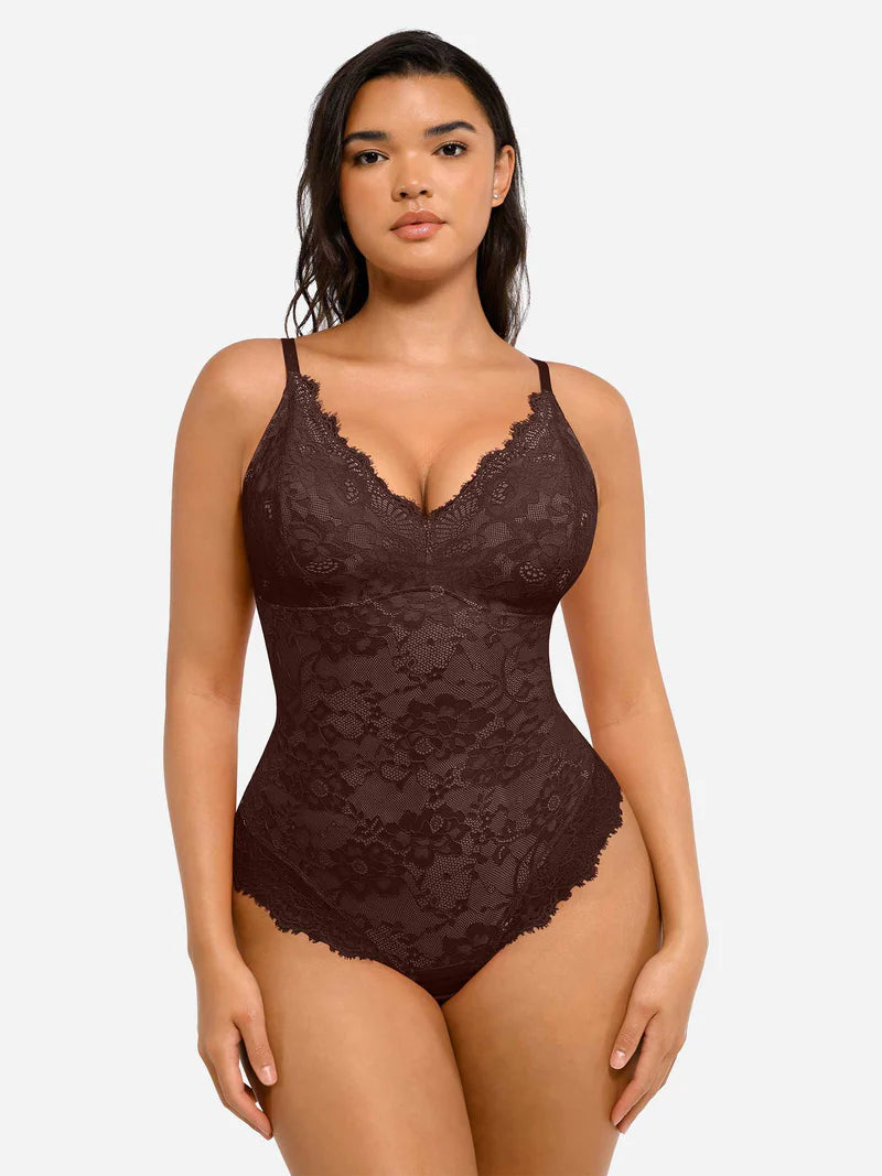 Madella Lace V Neck Full Bodysuit