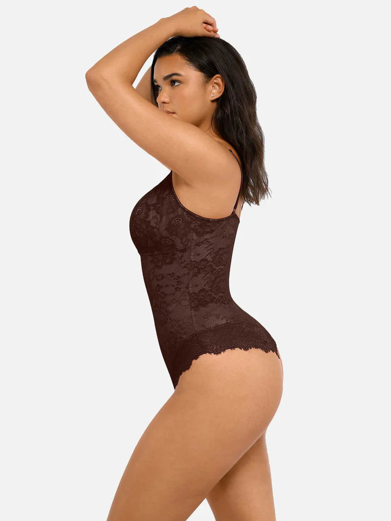 Madella Lace V Neck Full Bodysuit