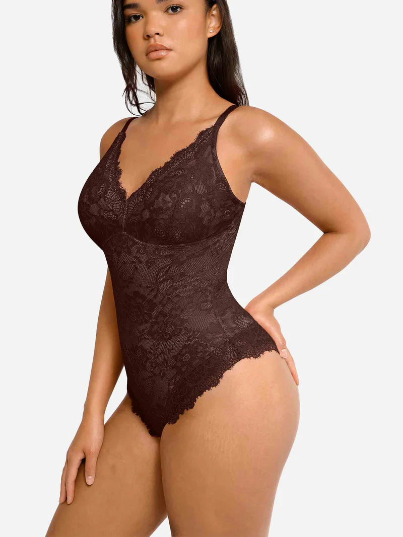 Madella Lace V Neck Full Bodysuit