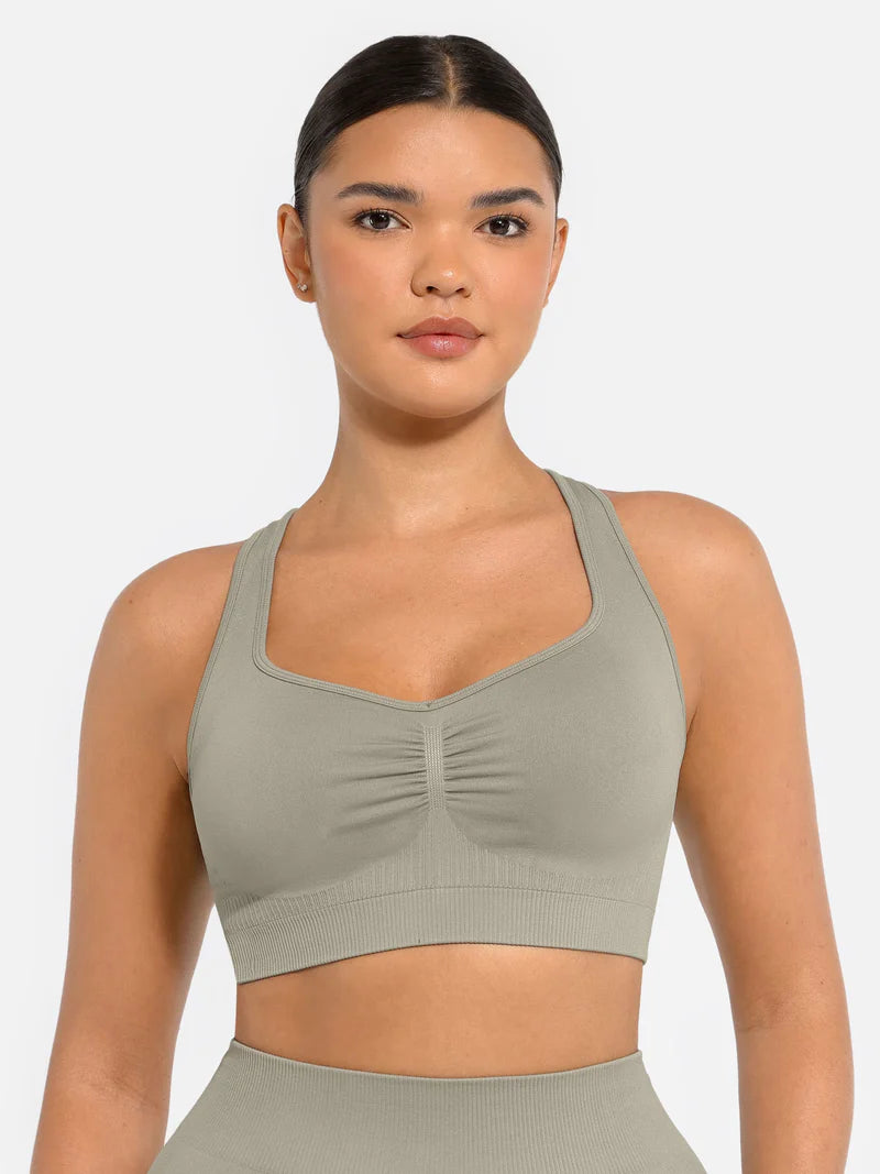 Madella Seamless Racerback Sports Bra with Removable Pads and Support Fit