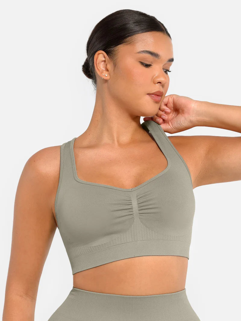 Madella Seamless Racerback Sports Bra with Removable Pads and Support Fit