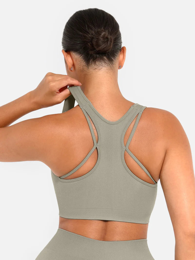 Madella Seamless Racerback Sports Bra with Removable Pads and Support Fit