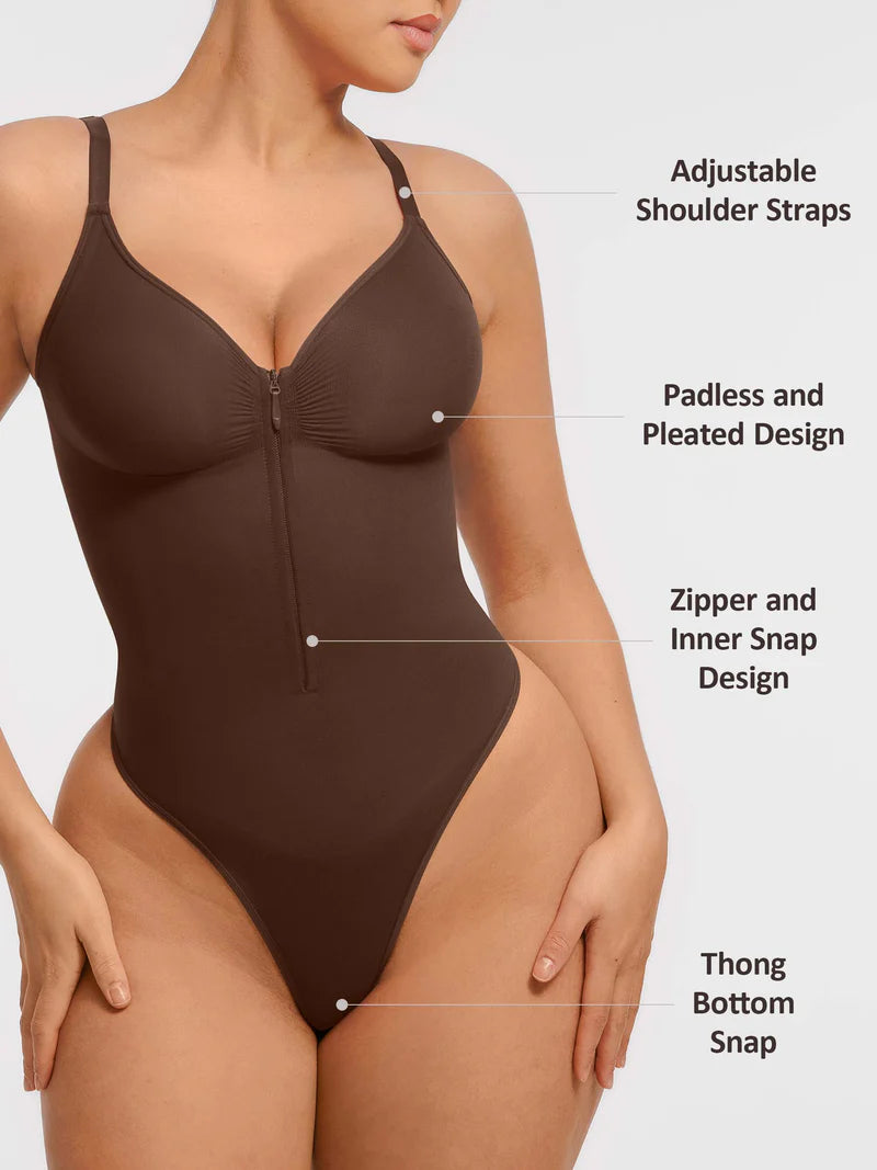 Madella Tummy Control Seamless Zipper Shaping Bodysuit