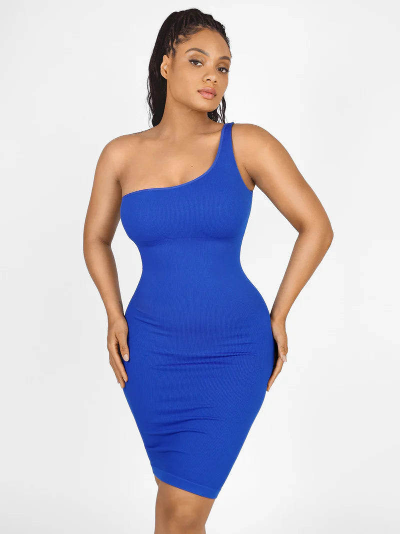 Madella One-Shoulder Shaper Dress with Built-In Bra