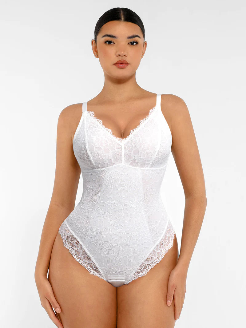 Madella Lace V Neck Full Bodysuit