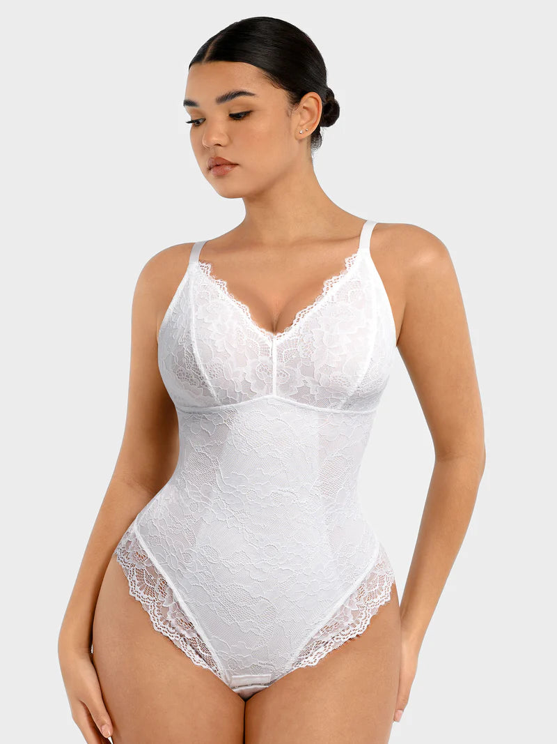 Madella Lace V Neck Full Bodysuit