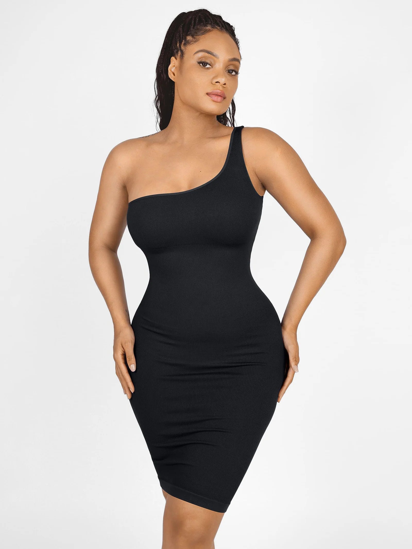 Madella One-Shoulder Shaper Dress with Built-In Bra