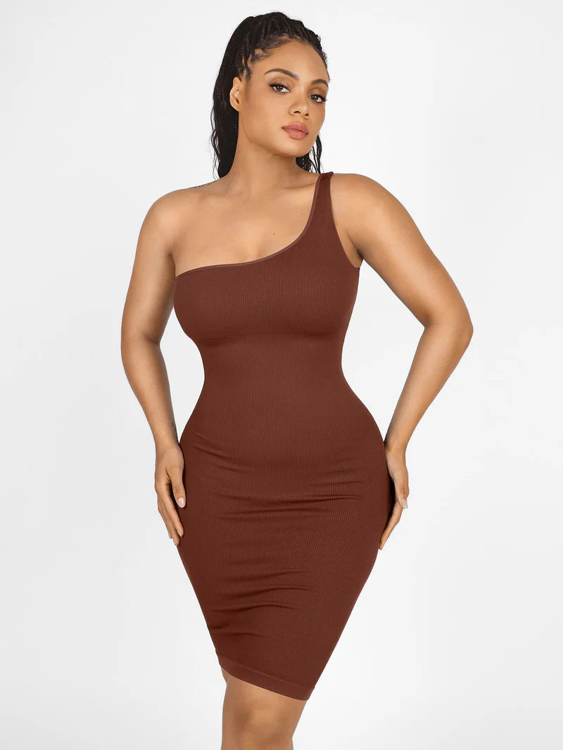 Madella One-Shoulder Shaper Dress with Built-In Bra