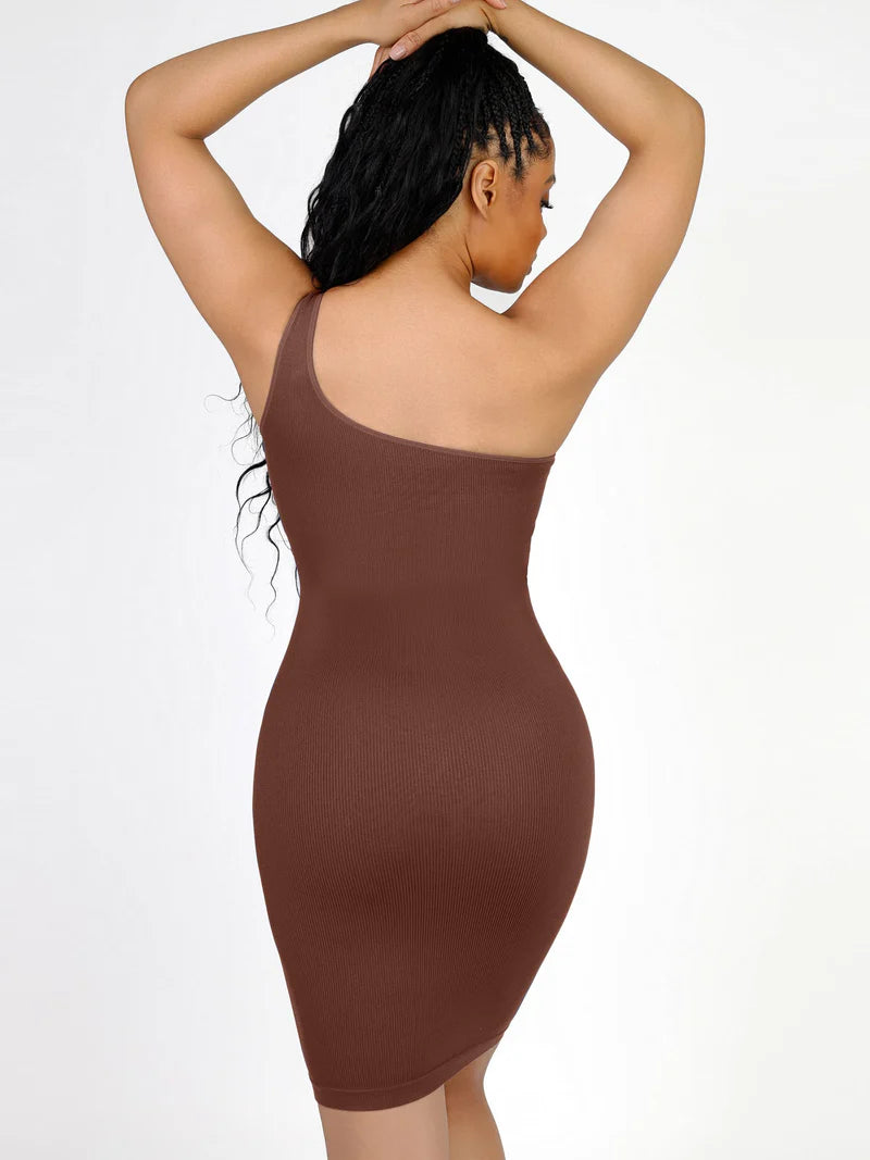 Madella One-Shoulder Shaper Dress with Built-In Bra